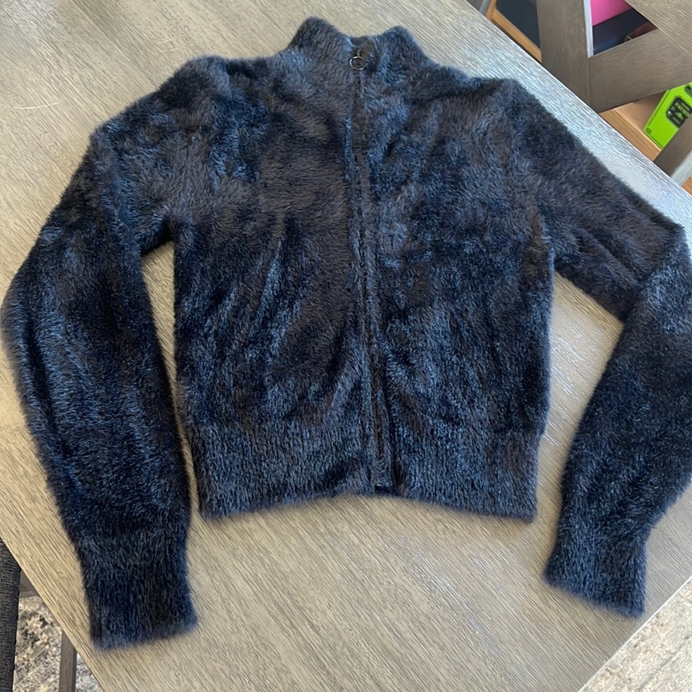 Fuzzy zip up sweater